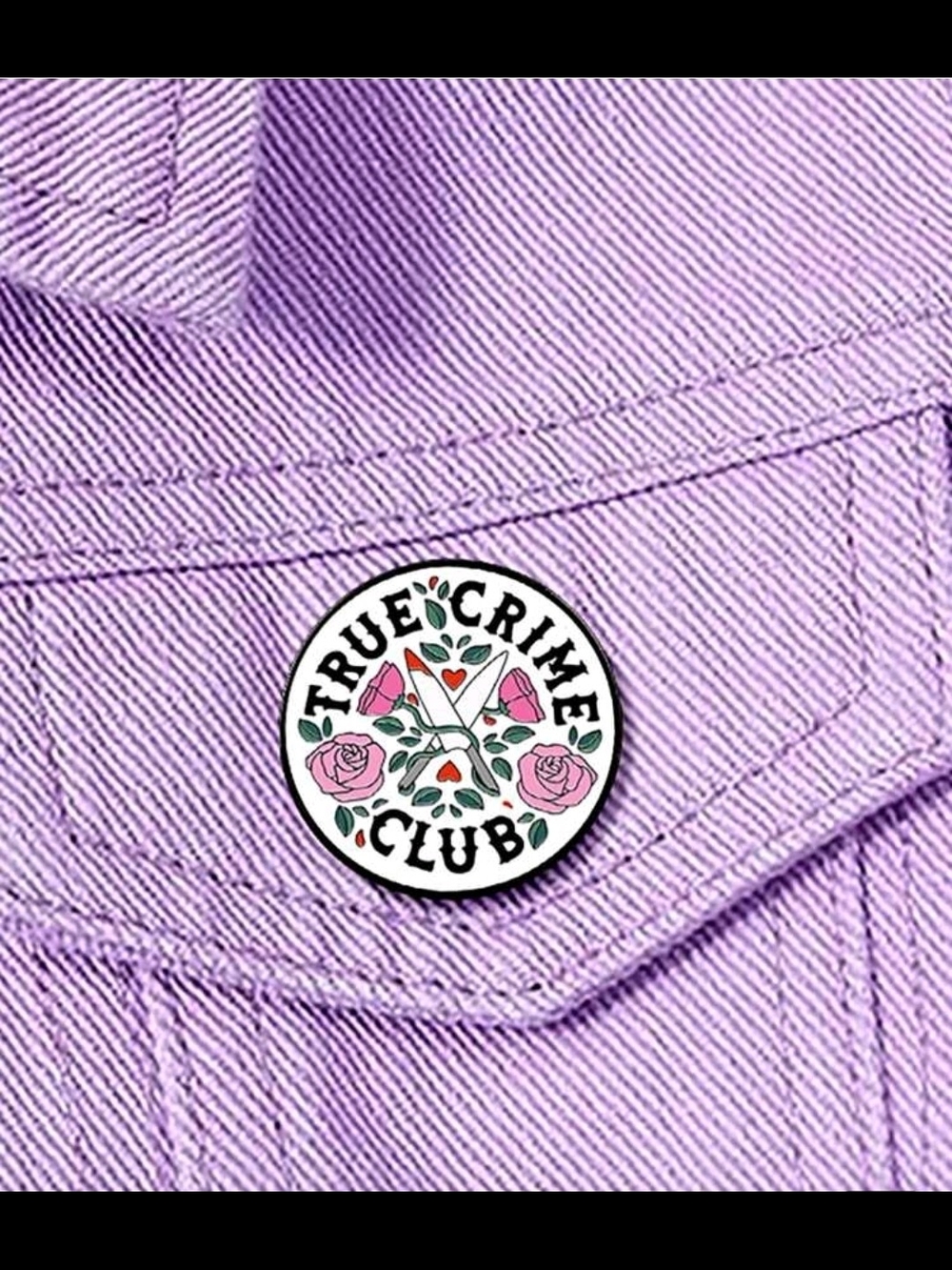 True Crime Club Floral Round Wall Decal – Pink Accent